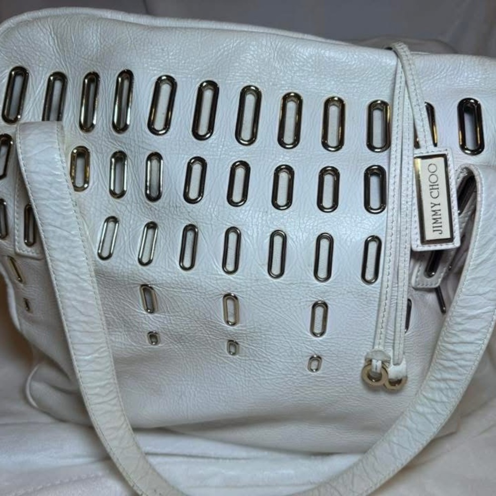 Jimmy Choo Authentic Vintage Weekender Bag. Soft White Leather.
